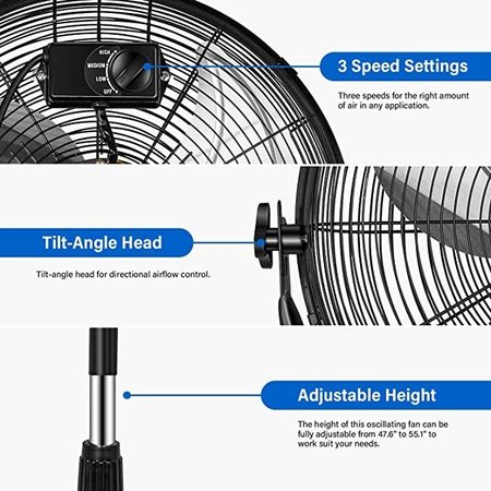 Simple Deluxe Industrial Stand Fan, 18 inch HIFANXSTAND18X2